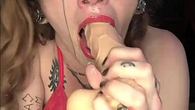 dirty food play shoving banana up ass to mouth sloppy with malafaldas pierced tits