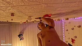 Blonde Babe Misssvikki Sucks Monster Cock Through Sheer Gloryhole Fabric