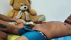 Creampie from best friend raw while cuckold husband watches in humiliation