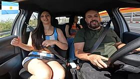 isabella bru spreads juicy pussy on first public car lick ride