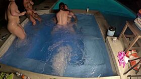 Deliah Grace and Scarlett Venom Gush in Hot Tub Orgy Fuck Fest