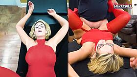Skinny Mature Blonde Diana Gags on Cock in Intense Deepthroat Domination