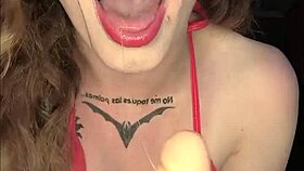 dirty food play shoving banana up ass to mouth sloppy with malafaldas pierced tits