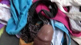 me stroking and blasting loads in wife's dirty panties comp