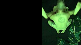 from bird's eye couple indulges in sensual bedroom pounding