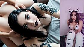 gothic skinny big tits beauty masturbates wildly in lingerie cosplay