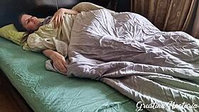Horny Brunette Wakes Him For Hard Bedroom Spooning Fuck
