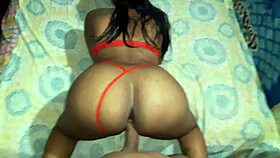 Huge Big Ass Bitch Wiggles Red Thong Panties Seductively Close