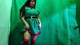 naughty christmas elf slut burns hot for dirty cock in latina pussy