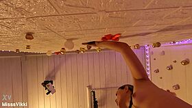 Blonde Babe Misssvikki Sucks Monster Cock Through Sheer Gloryhole Fabric