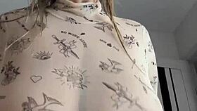 her big natural tits drench everything in slippery wetness after the soak
