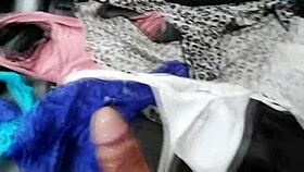 me stroking and blasting loads in wife's dirty panties comp