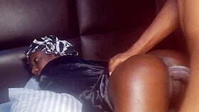 long black cock strokes drip cream from her wet bedroom pussy