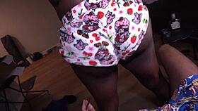 Darkchocolatebarbie Gags on Huge BBC Before Swallowing Couch Cumshot