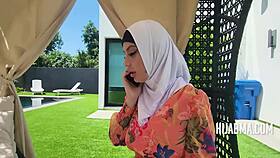 shy rich hijab milf so horny she fucks handyman pov cowgirl