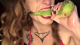 dirty food play shoving banana up ass to mouth sloppy with malafaldas pierced tits
