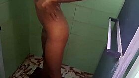 quick petite latina milf bathroom bang with voyeur big cock action