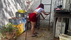 Irresistible Big Ass Babe Bent Over Balcony for Hard Doggystyle