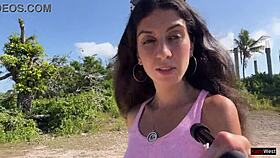 crazy public cumwalk facial cum covered after pov beach blowjob