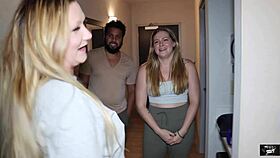 housewife lactates into married couple before creampie threesome pounding