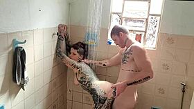 bareback big ass anal fuck in steamy bath