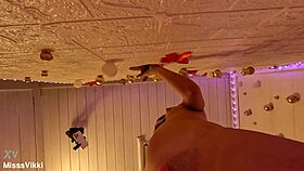 Blonde Babe Misssvikki Sucks Monster Cock Through Sheer Gloryhole Fabric