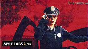 policewoman lays down authority law on two eager lovers