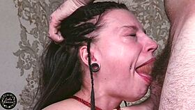 He ties up naughty sub chokes her rough fucks creampies her tight pussy