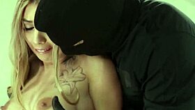 kat dior gulps burglar's thick cum after brutal anal pounding