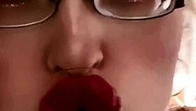 Goddess in lingerie and glasses dances before intense fucking