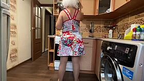 after cooking the meal she bends over for intense anal pounding