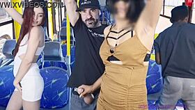 gostosa gets groped on crowded bus then creampied inside