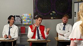 Teacher Turns Classroom Into Wild Gangbang Sex Ed Orgy With Milfs!