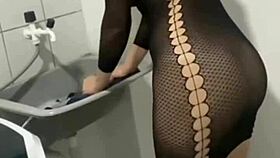 hired this sexy latina maid in tight dress couldn't hold back voyeur lust