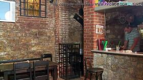 Strapon dommes pound sissy in bar 😈🍆 Group femdom humiliation fun!