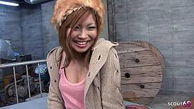 japanese teen's hairy pussy creampied hard after big clit orgasm