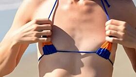 😍 beach teen girls flashing natural tits topless voyeur compilation skinny hotties 😘🏖️