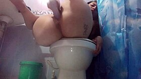 neighbor sneaks masturbation session in bathroom with wet toy play