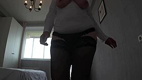 watch busty mature bbw milf striptease big ass natural tits hairy pussy close-up second cam fetish