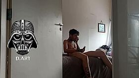 Hidden cam catches gym guy sniffing blonde's sweaty panties