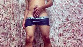 novinho teases huge cock bulge under underwear wet orgasm