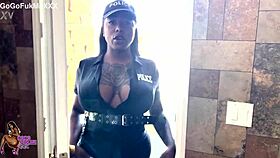 Ebony Cosplay Police Fuck with Big Black Cock Creampie