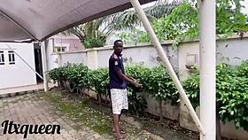 dominant gardener with giant african cock ravages submissive woman doggystyle in lush garden
