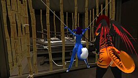 blue vixen furry shemale gets bdsm fucked properly in latex cartoon