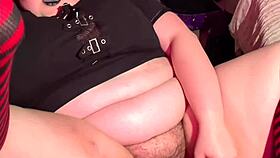 BBW Goth GF Creams Pussy on Huge Dildo for Viewer