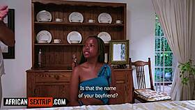 Petite ebony teen 18+ gets her pussy railed hard bent over in homemade interracial sextape!