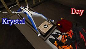 blue vixen furry shemale gets bdsm fucked properly in latex cartoon
