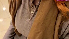 neighbor slut risks public toilet fuck did we get caught redhead style