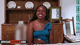 Petite ebony teen 18+ gets her pussy railed hard bent over in homemade interracial sextape!