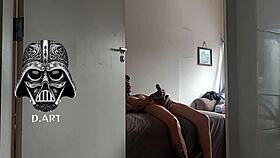 Hidden cam catches gym guy sniffing blonde's sweaty panties